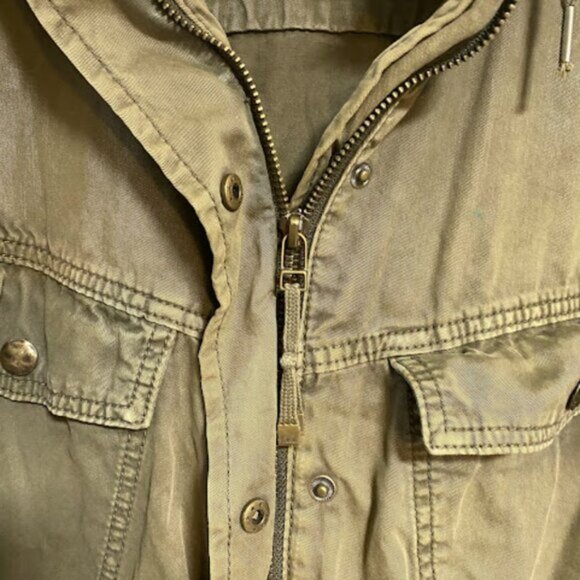 Talula Olive Green Faux Leather Sleeve Women's Utility Jacket Size M - Picture 8 of 11